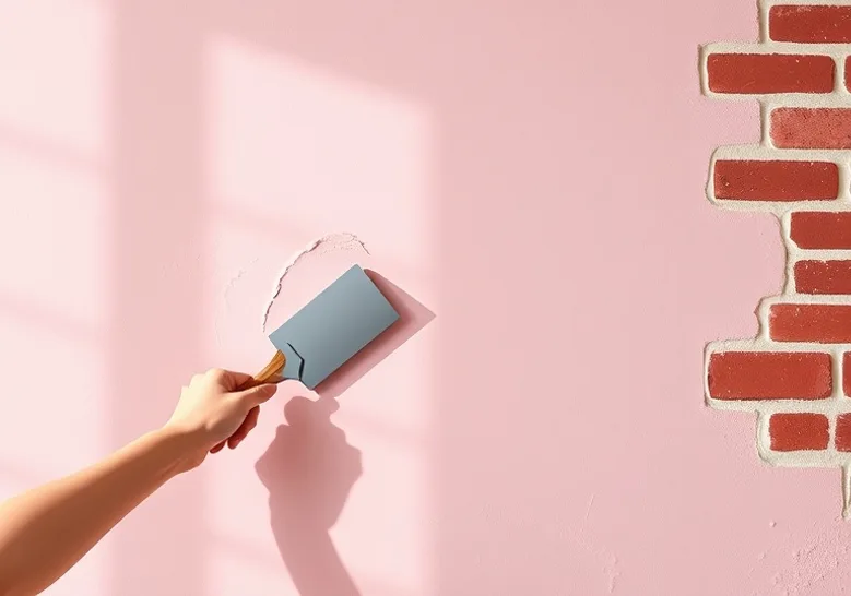 Application d'un enduit décoratif à la lisseuse sur un mur